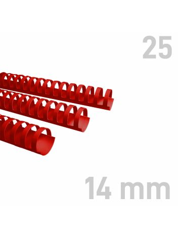 Grzbiety plastikowe - O.COMB Okrągłe 14 mm - czerwony - 25 sztuk