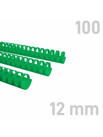 Grzbiety plastikowe - O.COMB 12 mm - zielony - 100 sztuk