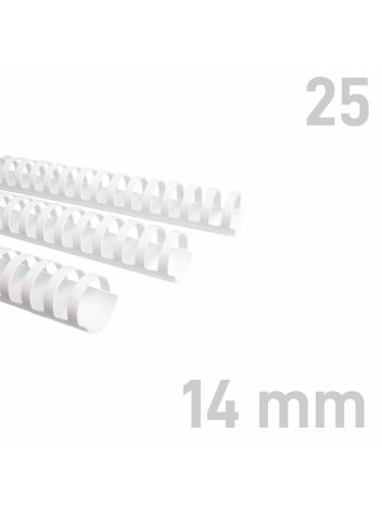 Grzbiety plastikowe - O.COMB Okrągłe 14 mm - biały - 25 sztuk