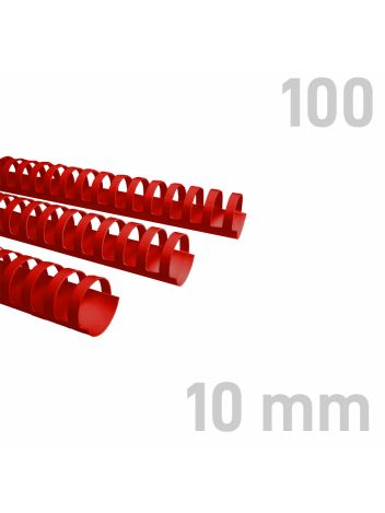 Grzbiety plastikowe - O.COMB 10 mm - czerwony - 100 sztuk