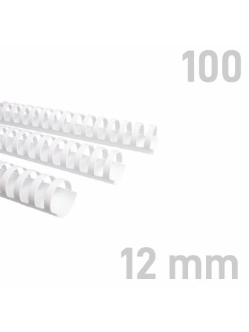 Grzbiety plastikowe - O.COMB 12 mm - biały - 100 sztuk
