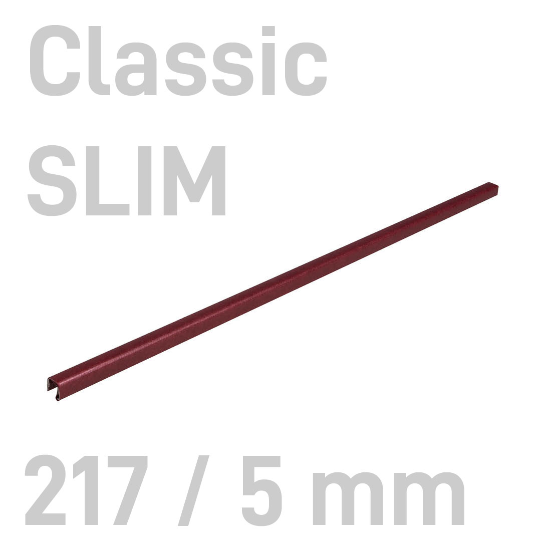 Kanał oklejany - O.CHANNEL Classic SLIM 217 mm (A4+ poziomo, A5+ pionowo) - 5 mm - bordowy - 10 sztuk