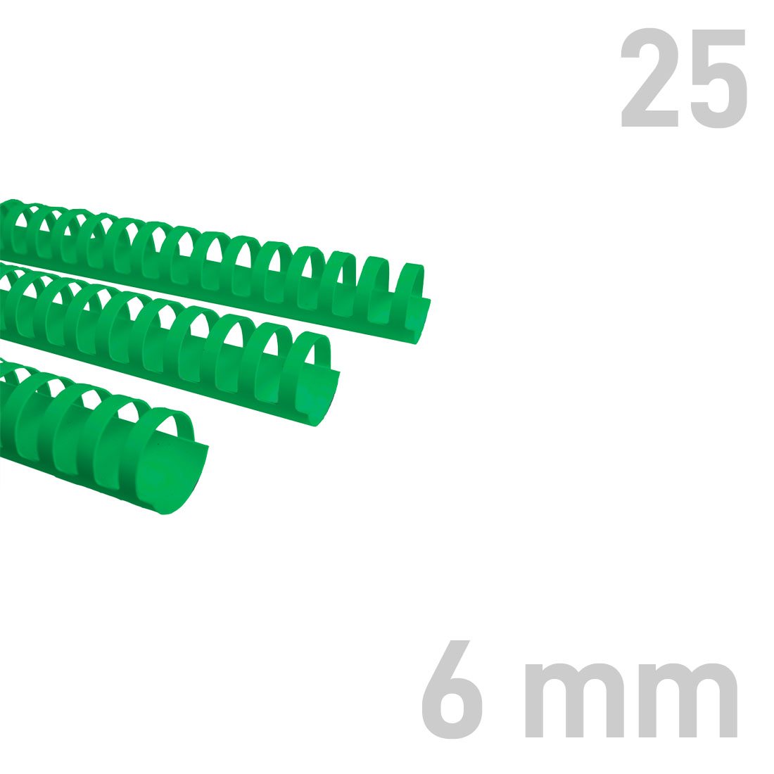Grzbiety plastikowe - O.COMB Okrągłe 6 mm - zielony - 25 sztuk