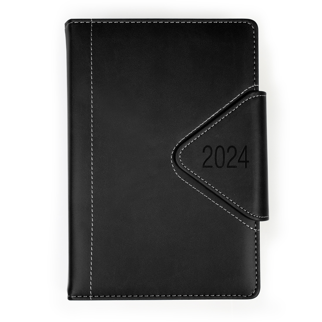 Kalendarz terminarz biurowy twardy z miejscem na długopis zamykany na magnes na rok 2024 - O.DIARY Westa - 207 x 145 mm (A5) - czarny