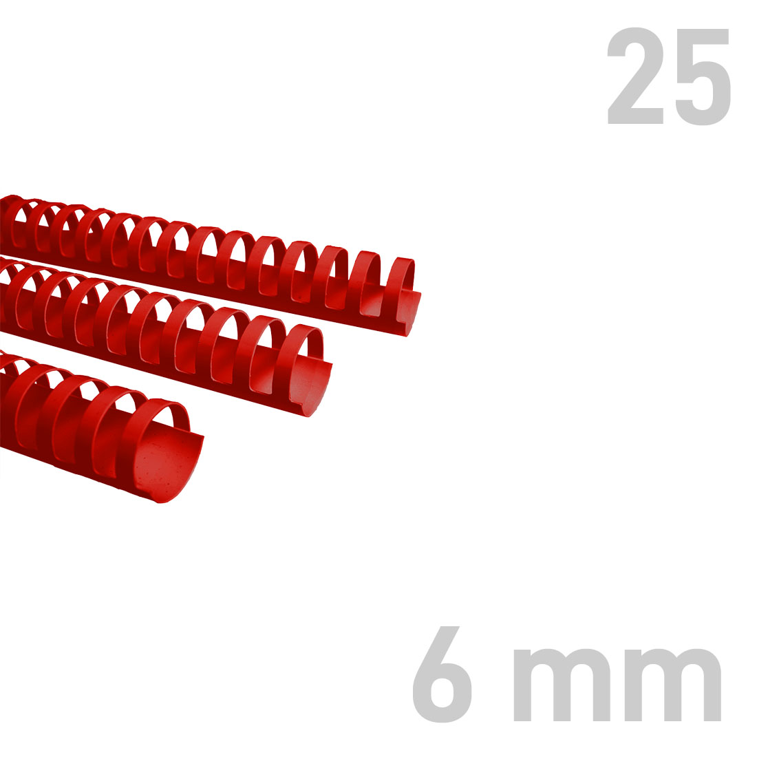 Grzbiety plastikowe - O.COMB Okrągłe 6 mm - czerwony - 25 sztuk