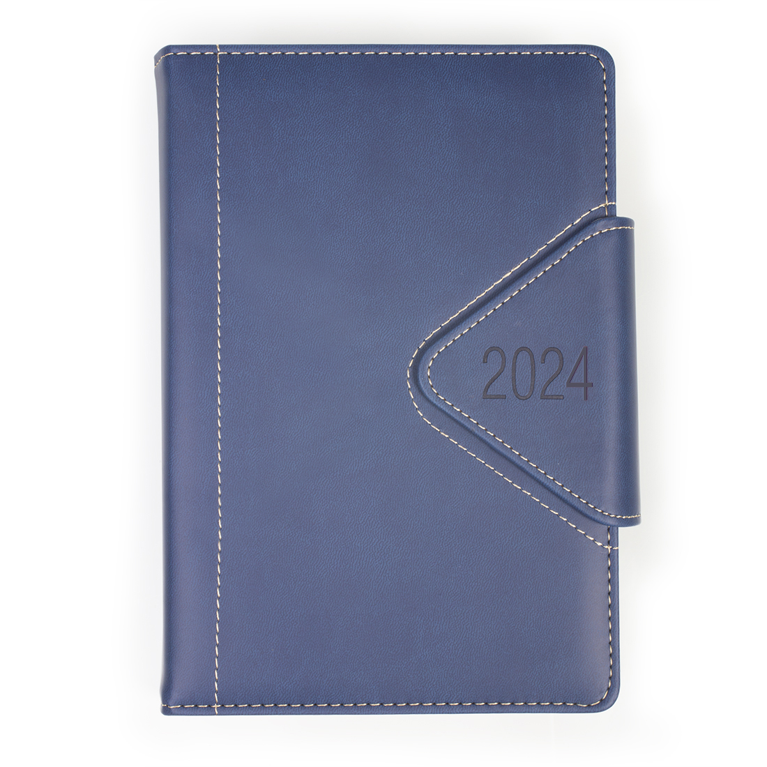 Kalendarz terminarz biurowy twardy z miejscem na długopis zamykany na magnes na rok 2024 - O.DIARY Westa - 207 x 145 mm (A5) - niebieski